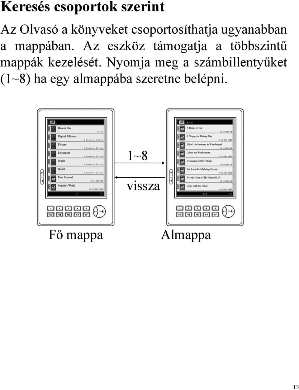 Az eszköz támogatja a többszintű mappák kezelését.