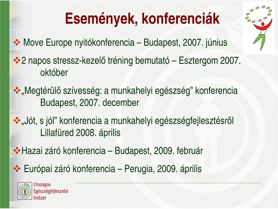 október Megtérülı szívesség: a munkahelyi egészség konferencia Budapest, 2007.