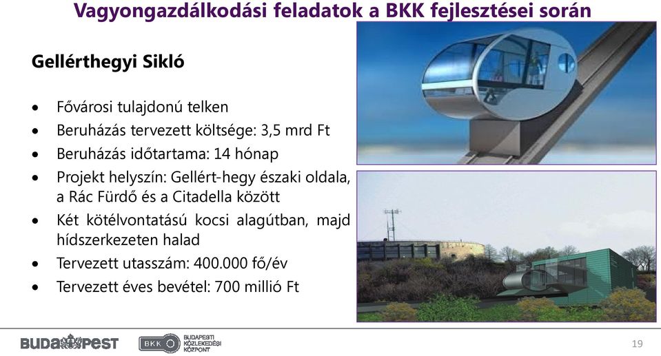 Gellért-hegy északi oldala, a Rác Fürdő és a Citadella között Két kötélvontatású kocsi