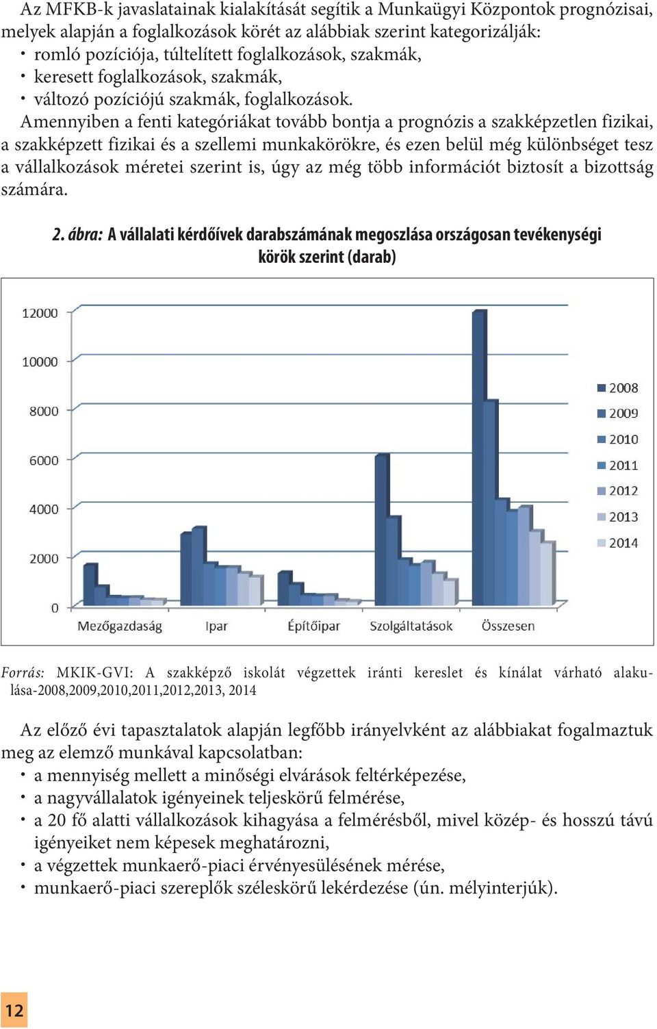 Amennyiben a fenti kategóriákat tovább bontja a prognózis a szakképzetlen fizikai, a szakképzett fizikai és a szellemi munkakörökre, és ezen belül még különbséget tesz a vállalkozások méretei szerint