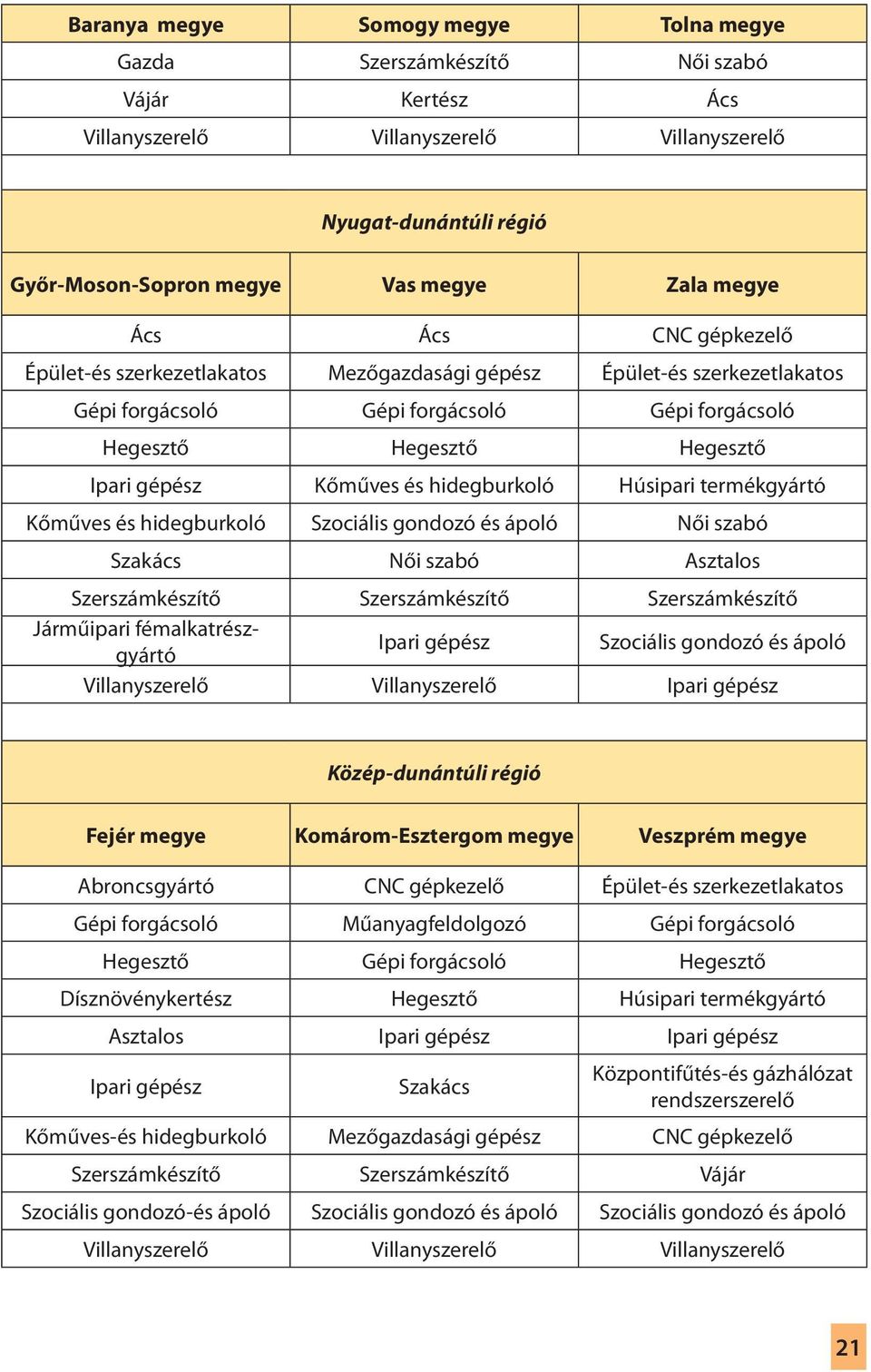 és hidegburkoló Húsipari termékgyártó Kőműves és hidegburkoló Szociális gondozó és ápoló Női szabó Szakács Női szabó Asztalos Szerszámkészítő Szerszámkészítő Szerszámkészítő Járműipari