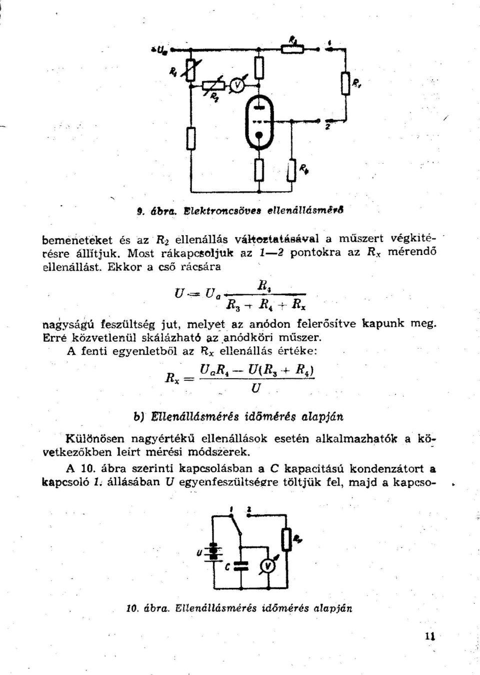 A fenti egyenletből az Rx ellenállás értéke: Rx = UaR4 - U(R 3 + R4 ). u.