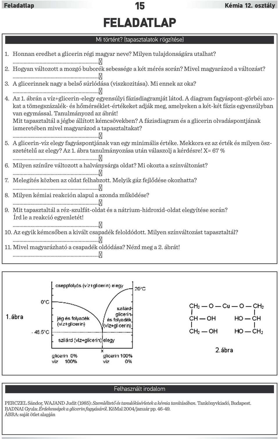 ábrán a víz+glicerin-elegy egyensúlyi fázisdiagramját látod.