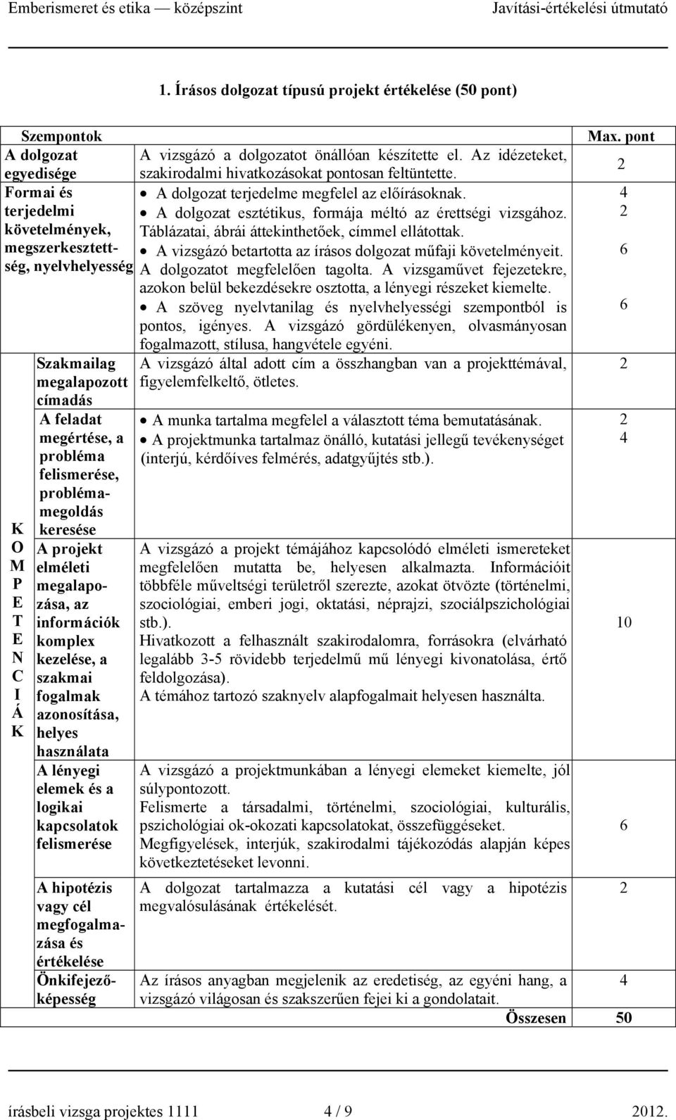 terjedelmi A dolgozat esztétikus, formája méltó az érettségi vizsgához. követelmények, áblázatai, ábrái áttekinthetőek, címmel ellátottak.