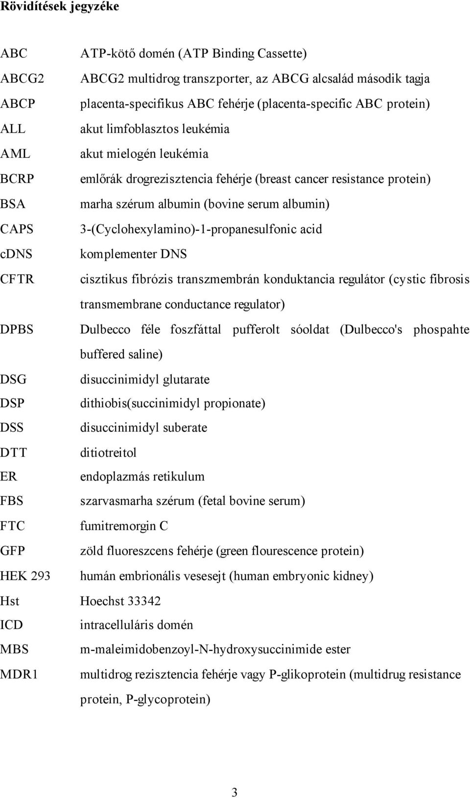 3-(Cyclohexylamino)-1-propanesulfonic acid cdns komplementer DNS CFTR cisztikus fibrózis transzmembrán konduktancia regulátor (cystic fibrosis transmembrane conductance regulator) DPBS Dulbecco féle