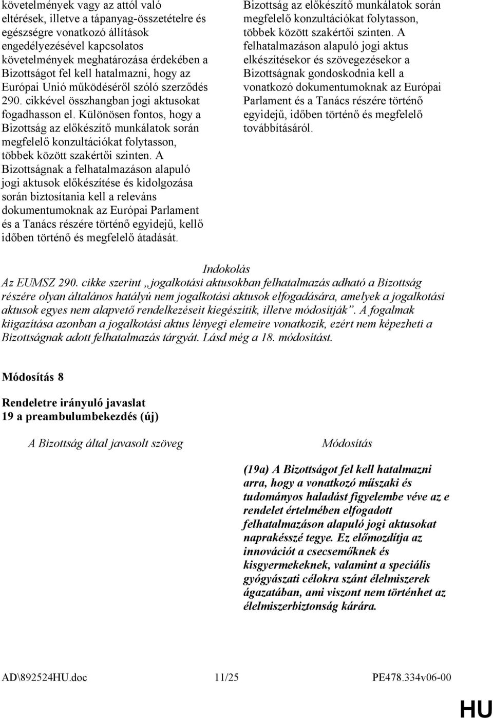 Különösen fontos, hogy a Bizottság az előkészítő munkálatok során megfelelő konzultációkat folytasson, többek között szakértői szinten.