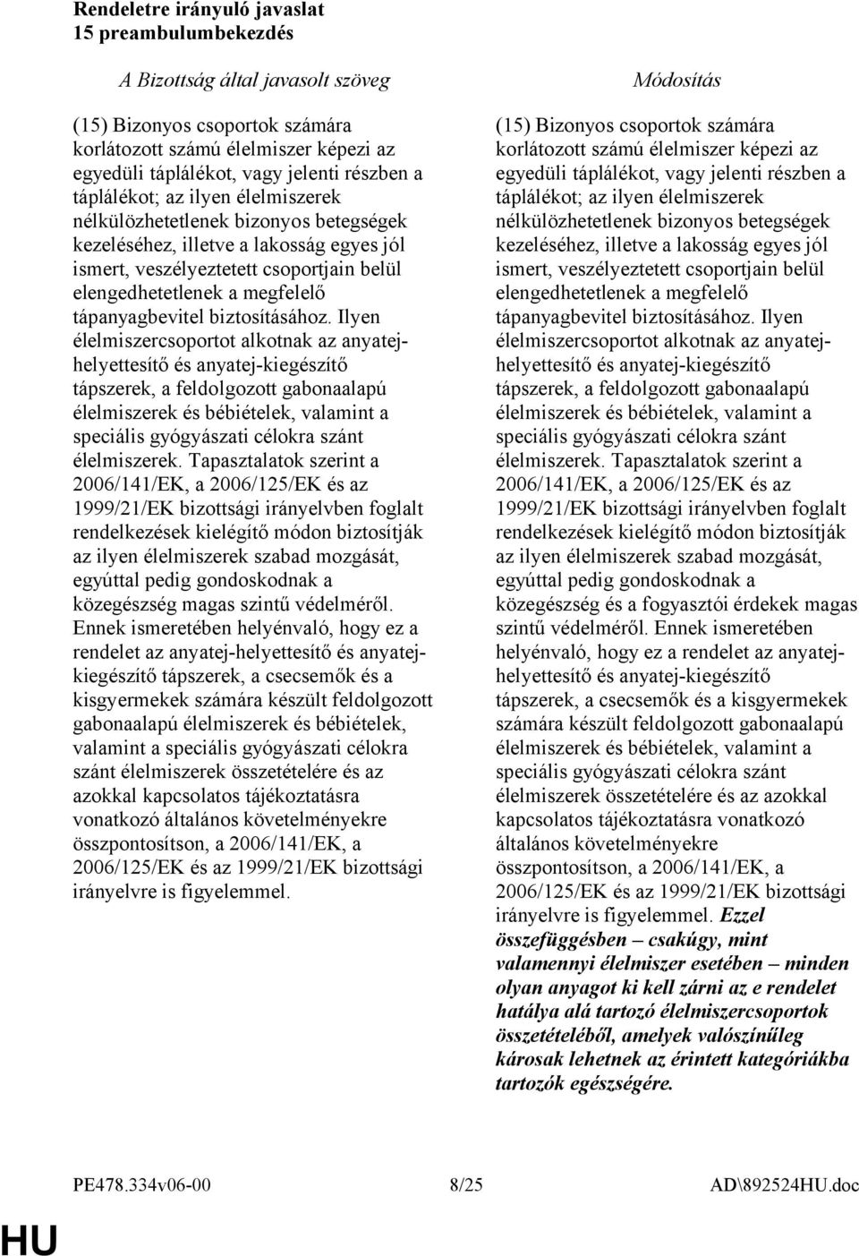 Ilyen élelmiszercsoportot alkotnak az anyatejhelyettesítő és anyatej-kiegészítő tápszerek, a feldolgozott gabonaalapú élelmiszerek és bébiételek, valamint a speciális gyógyászati célokra szánt