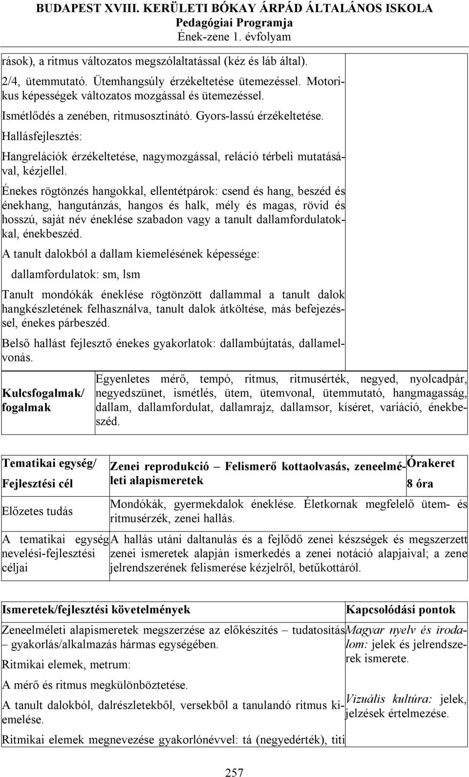 Hallásfejlesztés: Hangrelációk érzékeltetése, nagymozgással, reláció térbeli mutatásával, kézjellel.