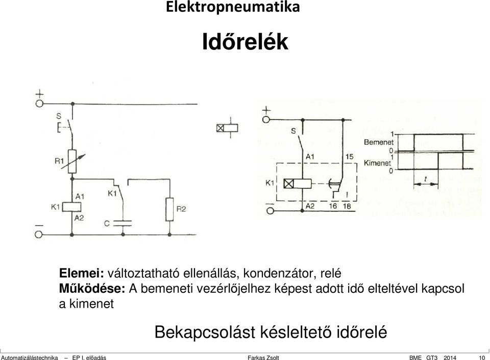 elteltével kapcsol a kimenet Bekapcsolást késleltető