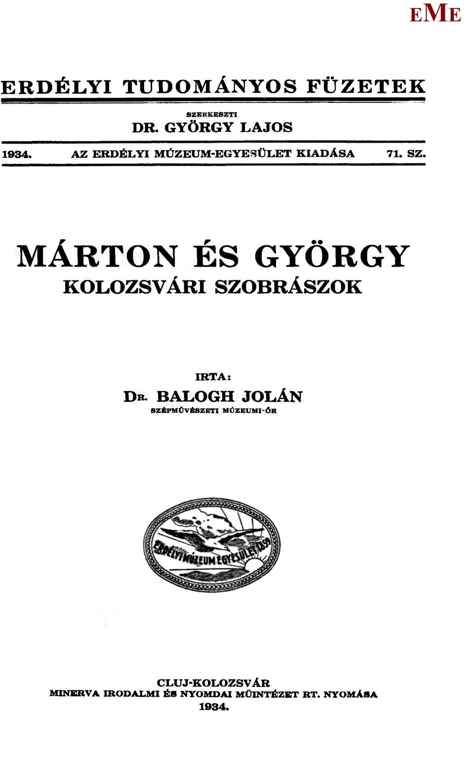 ÁRTON ÉS GYÖRGY KOLOZSVÁRI SZOBRÁSZOK IRTA: DB.