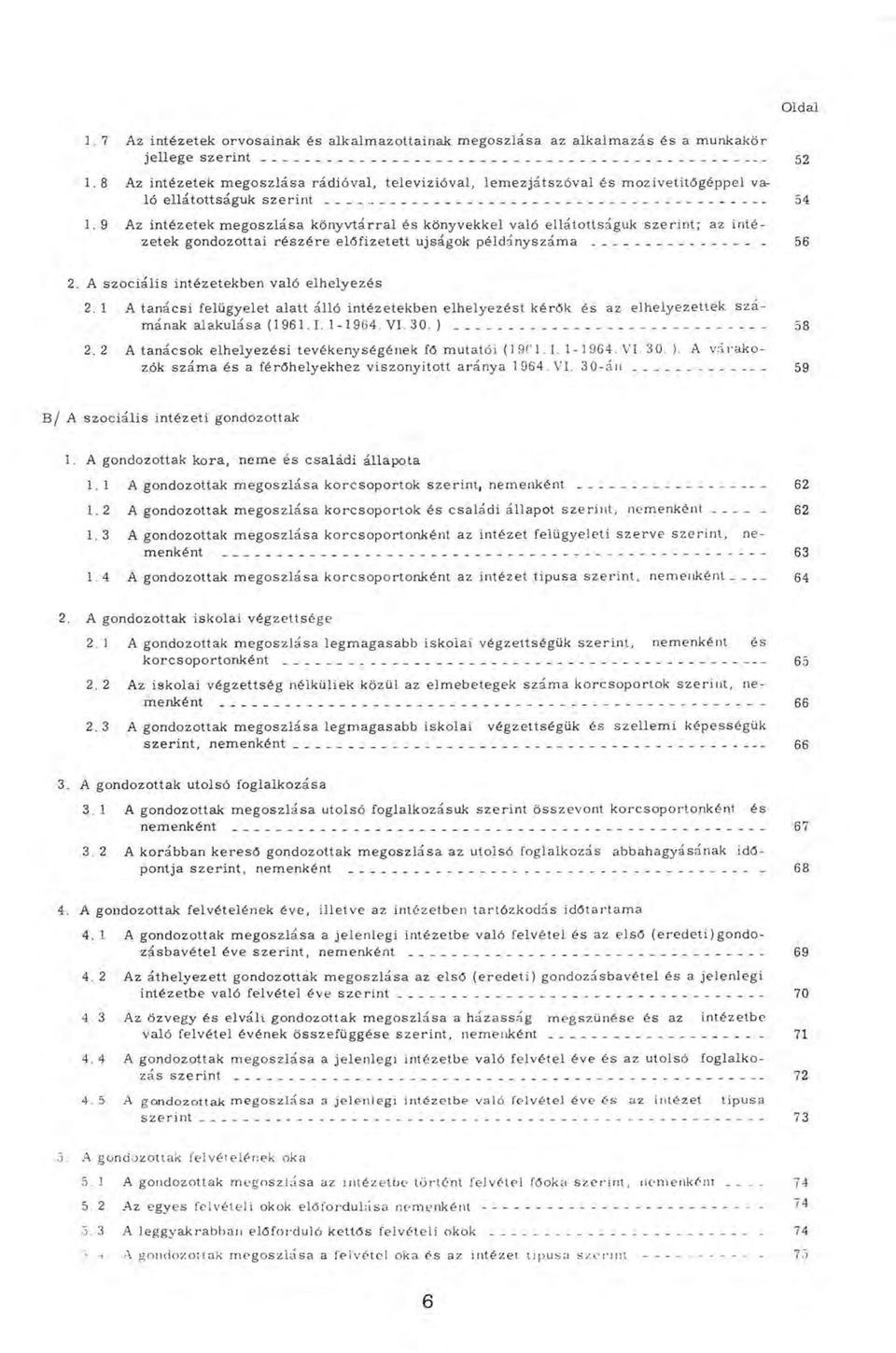 9 Az intézetek m egoszlása könyvtárral és könyvekkel való ellátottságuk szerin t; az intézetek gondozottal r é szére előfizetett újságok p é ld á n y s z á m a - 56 Oldal 2.