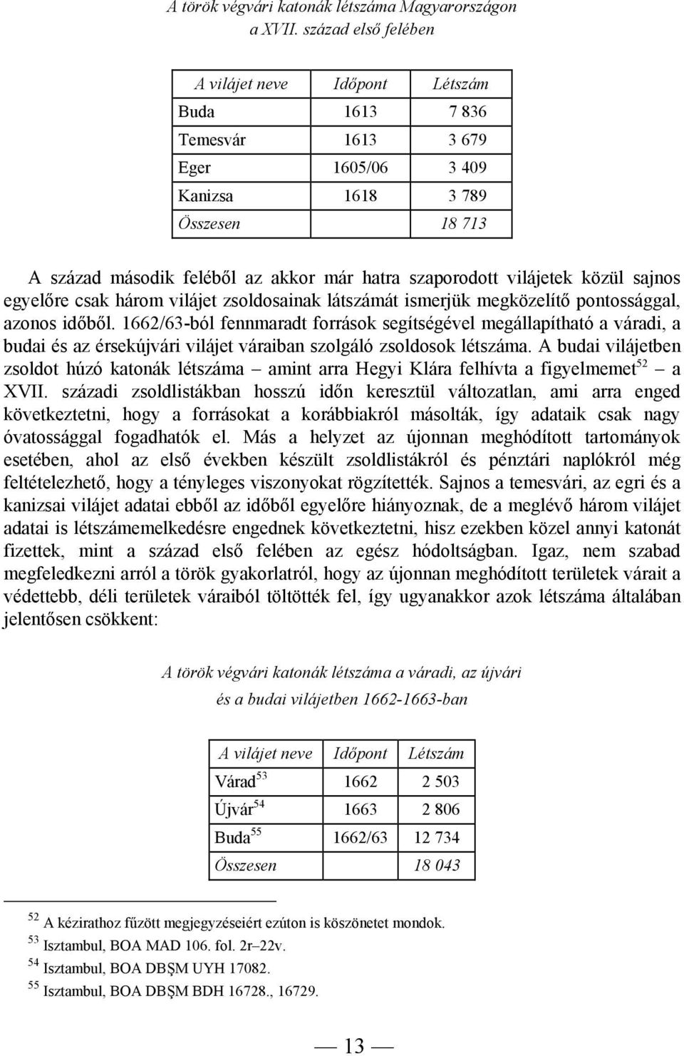 vilájetek közül sajnos egyelőre csak három vilájet zsoldosainak látszámát ismerjük megközelítő pontossággal, azonos időből.