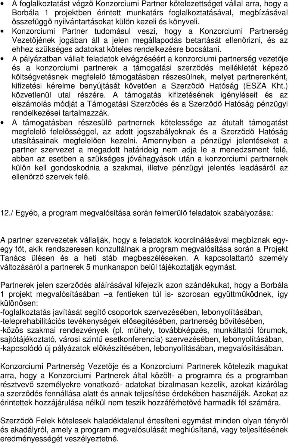 Konzorciumi Partner tudomásul veszi, hogy a Konzorciumi Partnerség Vezetőjének jogában áll a jelen megállapodás betartását ellenőrizni, és az ehhez szükséges adatokat köteles rendelkezésre bocsátani.