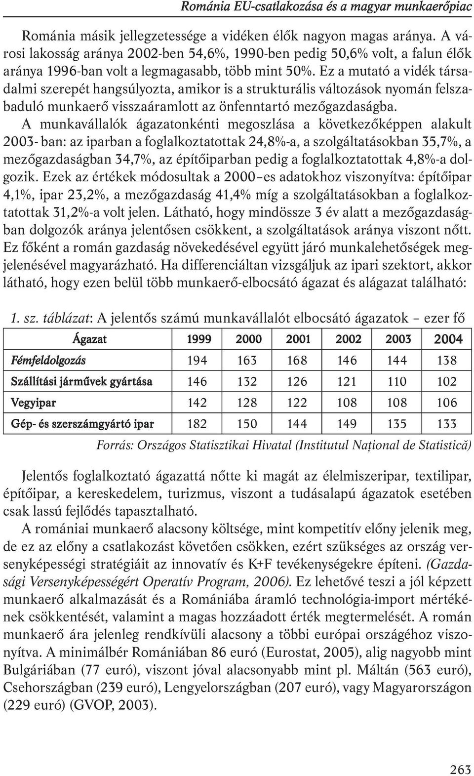 Ez a mutató a vidék társadalmi szerepét hangsúlyozta, amikor is a strukturális változások nyomán felszabaduló munkaerő visszaáramlott az önfenntartó mezőgazdaságba.