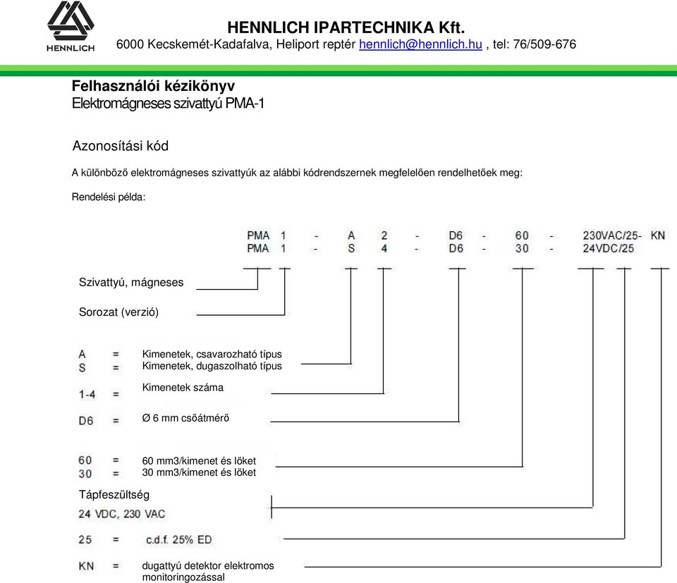 csavarozható típus Kimenetek, dugaszolható típus Kimenetek száma Ø 6 mm csőátmérő