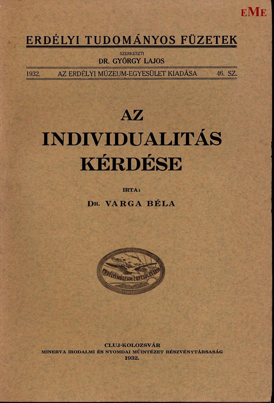 SZ. AZ INDIVIDUALITÁS KÉRDÉS IRTAs DR.