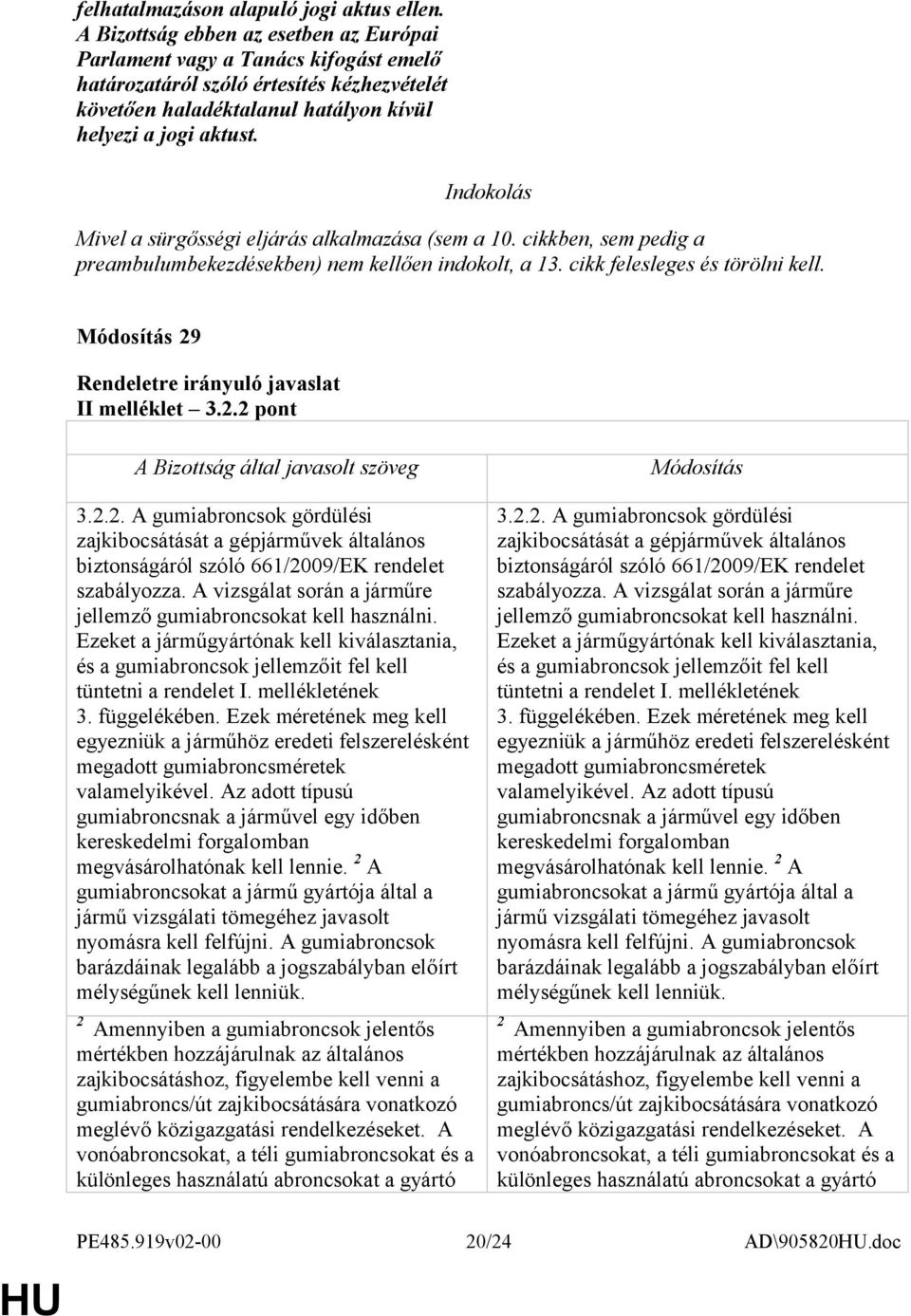 Indokolás Mivel a sürgősségi eljárás alkalmazása (sem a 10. cikkben, sem pedig a preambulumbekezdésekben) nem kellően indokolt, a 13. cikk felesleges és törölni kell. 29