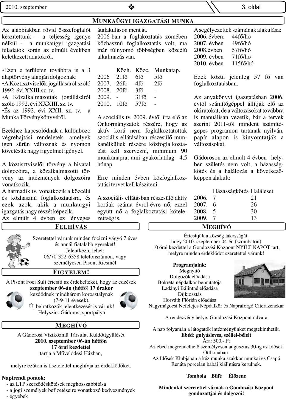 évben 57fő/hó keletkezett adatokról. alkalmazás van. 2009. évben 71fő/hó 2010. évben 115fő/hó Ezen e területen továbbra is a 3 Közh. Közc. Munkatap.