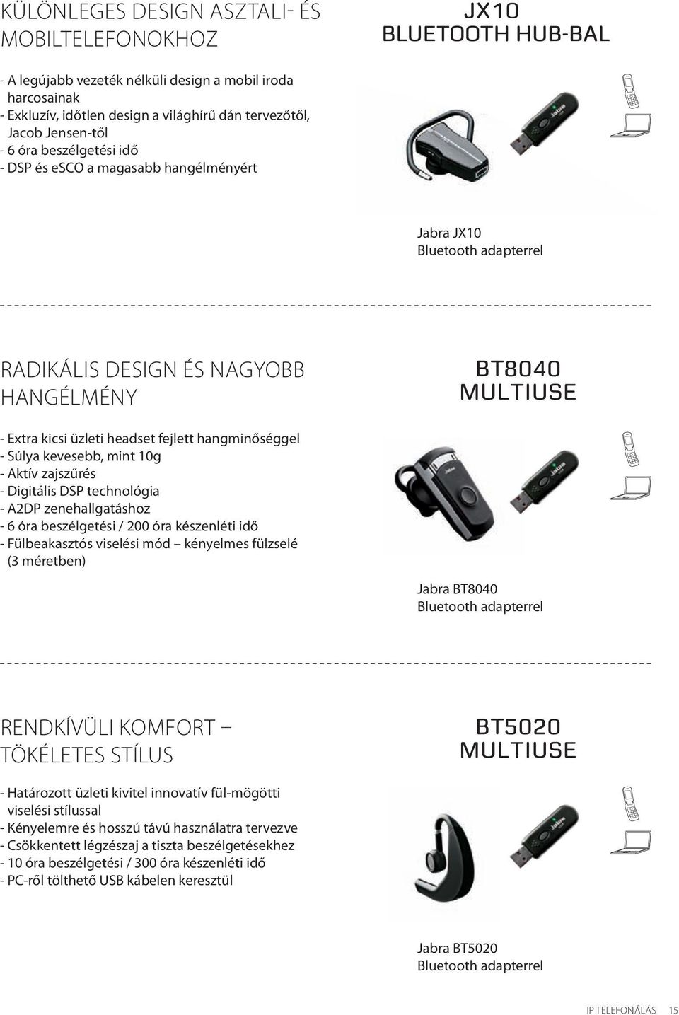 mint 10g - Aktív zajszűrés - Digitális DSP technológia - A2DP zenehallgatáshoz - 6 óra beszélgetési / 200 óra készenléti idő - Fülbeakasztós viselési mód kényelmes fülzselé (3 méretben) Jabra BT8040