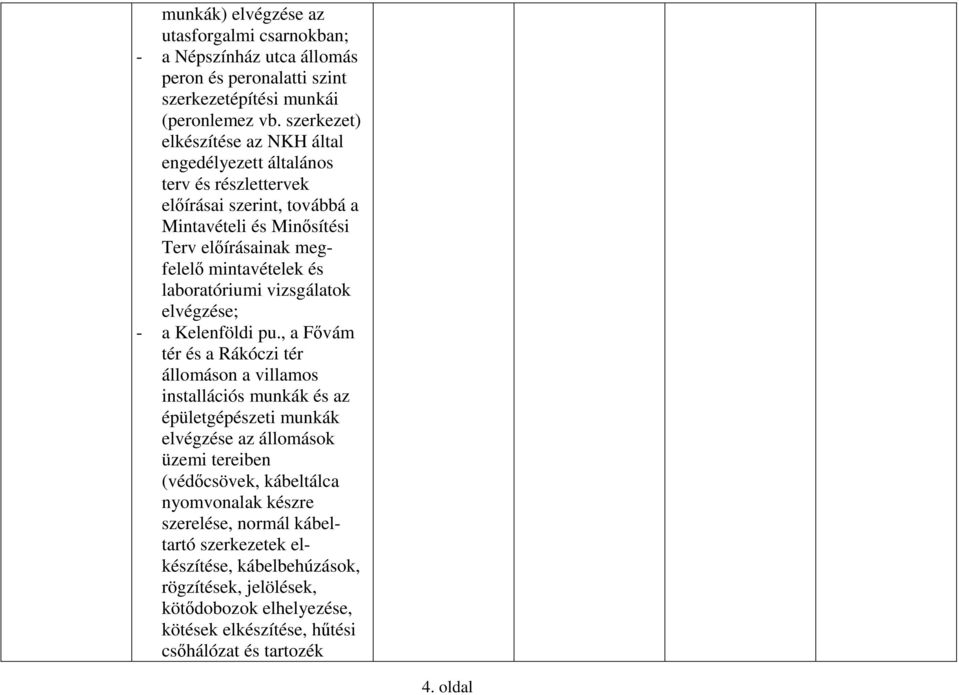 laboratóriumi vizsgálatok elvégzése; - a Kelenföldi pu.