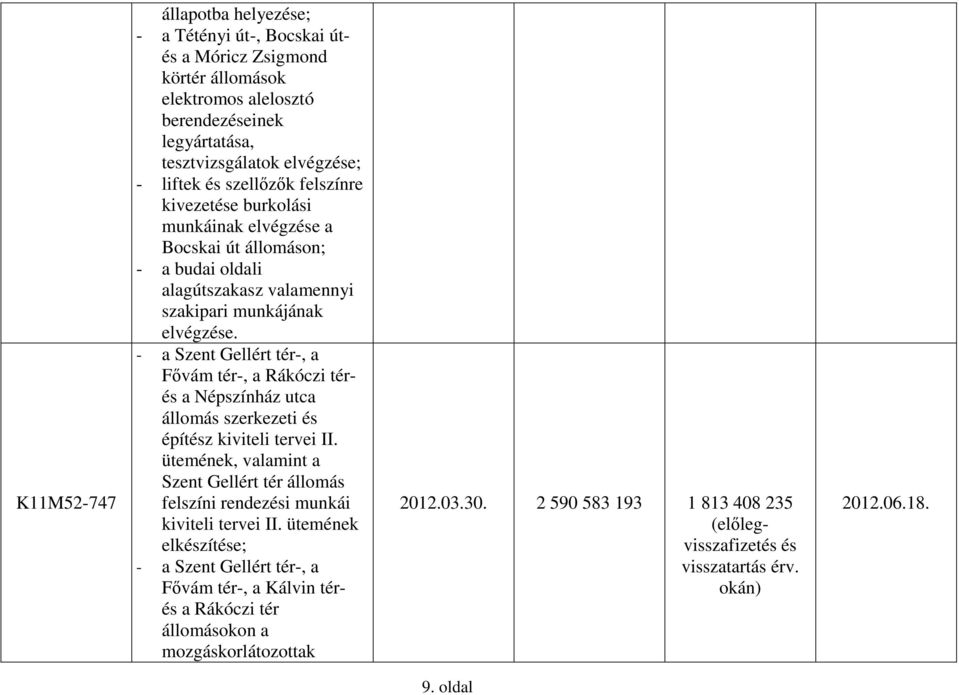 - a Szent Gellért tér-, a Fővám tér-, a Rákóczi térés a Népszínház utca állomás szerkezeti és építész kiviteli tervei II.