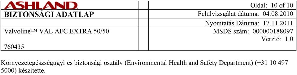 biztonsági osztály (Environmental