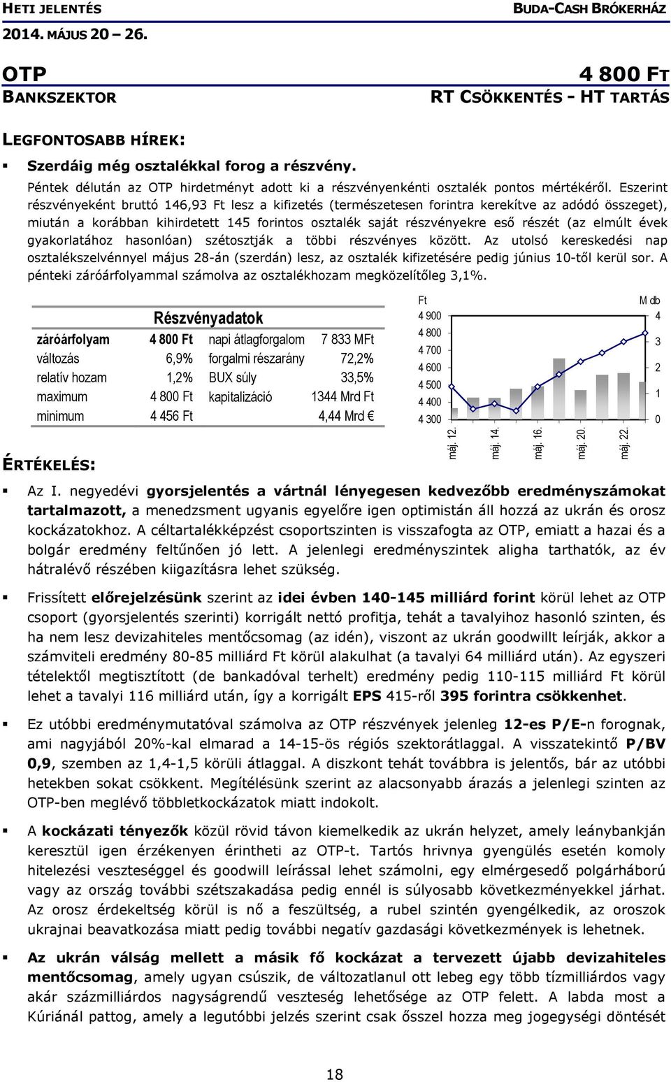 Eszerint részvényeként bruttó 146,93 Ft lesz a kifizetés (természetesen forintra kerekítve az adódó összeget), miután a korábban kihirdetett 145 forintos osztalék saját részvényekre eső részét (az