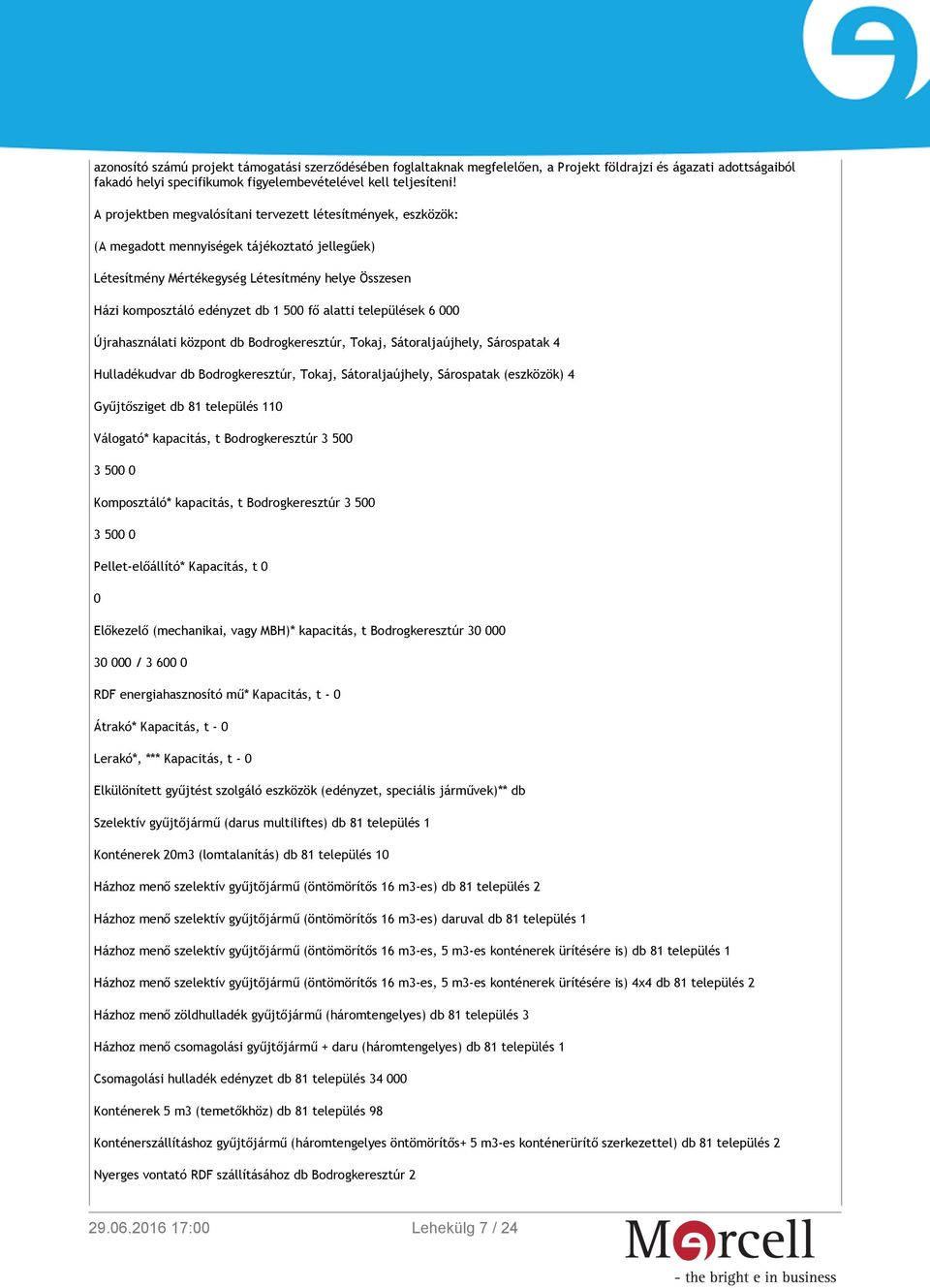 alatti települések 6 000 Újrahasználati központ db Bodrogkeresztúr, Tokaj, Sátoraljaújhely, Sárospatak 4 Hulladékudvar db Bodrogkeresztúr, Tokaj, Sátoraljaújhely, Sárospatak (eszközök) 4 Gyűjtősziget