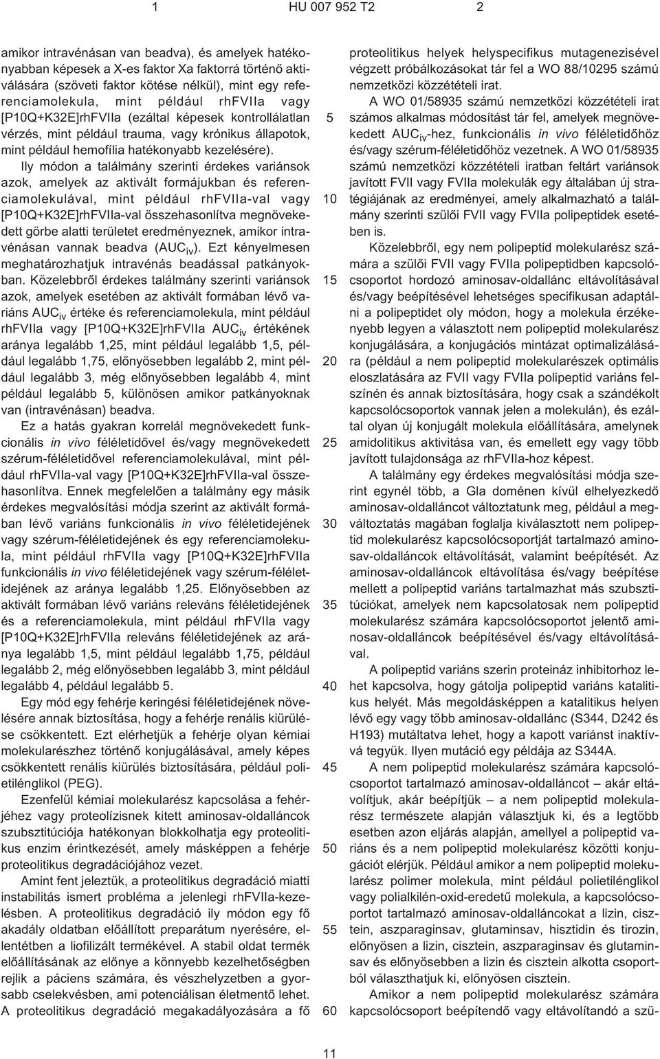 Ily módon a találmány szerinti érdekes variánsok azok, amelyek az aktivált formájukban és referenciamolekulával, mint például rhfviia-val vagy [PQ+K32E]rhFVIIa-val összehasonlítva megnövekedett görbe