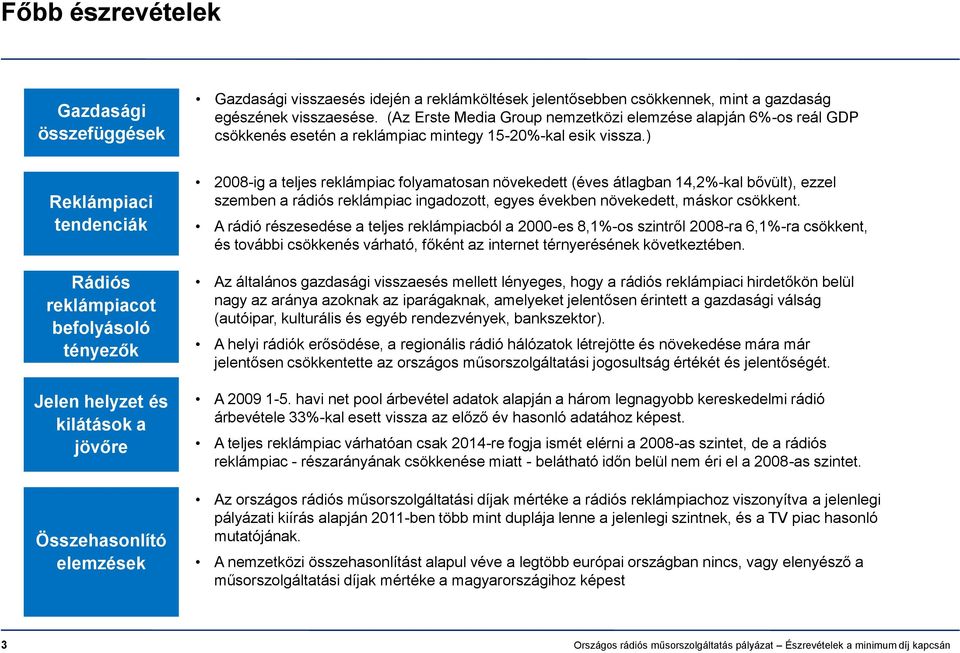 ) Reklámpiaci tendenciák Rádiós reklámpiacot befolyásoló tényezők Jelen helyzet és kilátások a jövőre Összehasonlító elemzések 8-ig a teljes reklámpiac folyamatosan növekedett (éves átlagban