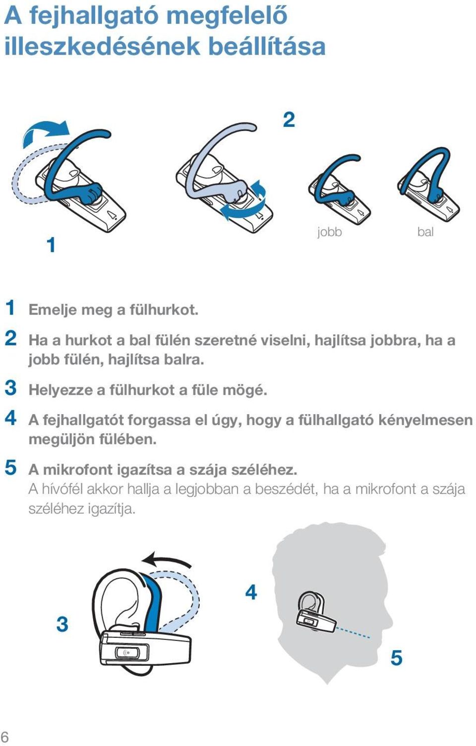 3 Helyezze a fülhurkot a füle mögé.