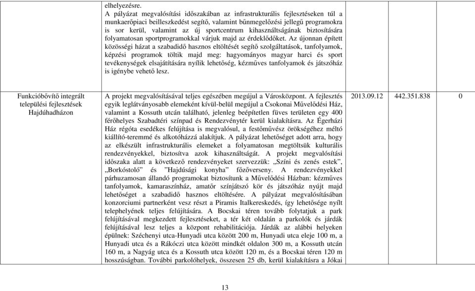 sportcentrum kihasználtságának biztosítására folyamatosan sportprogramokkal várjuk majd az érdeklődőket.