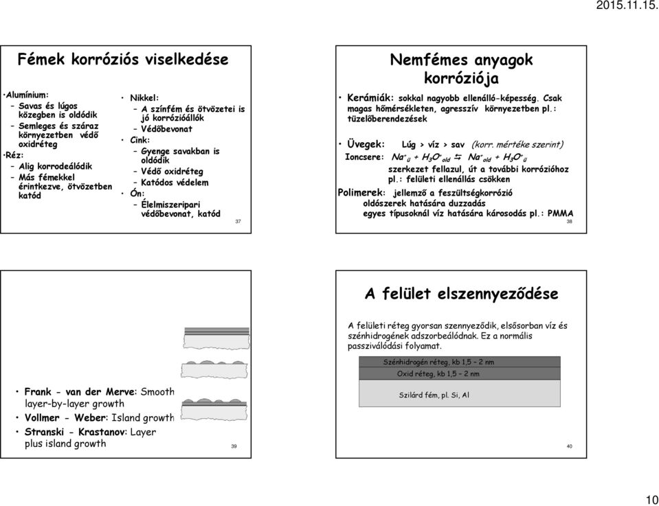 sokkal nagyobb ellenálló-képesség. Csak magas hőmérsékleten, agresszív környezetben pl.: tüzelőberendezések Üvegek: Lúg > víz > sav (korr.