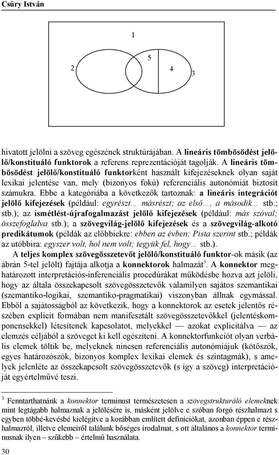 Ebbe a kategóriába a következők tartoznak: a lineáris integrációt jelölő kifejezések (például: egyrészt másrészt; az első, a második stb.; stb.