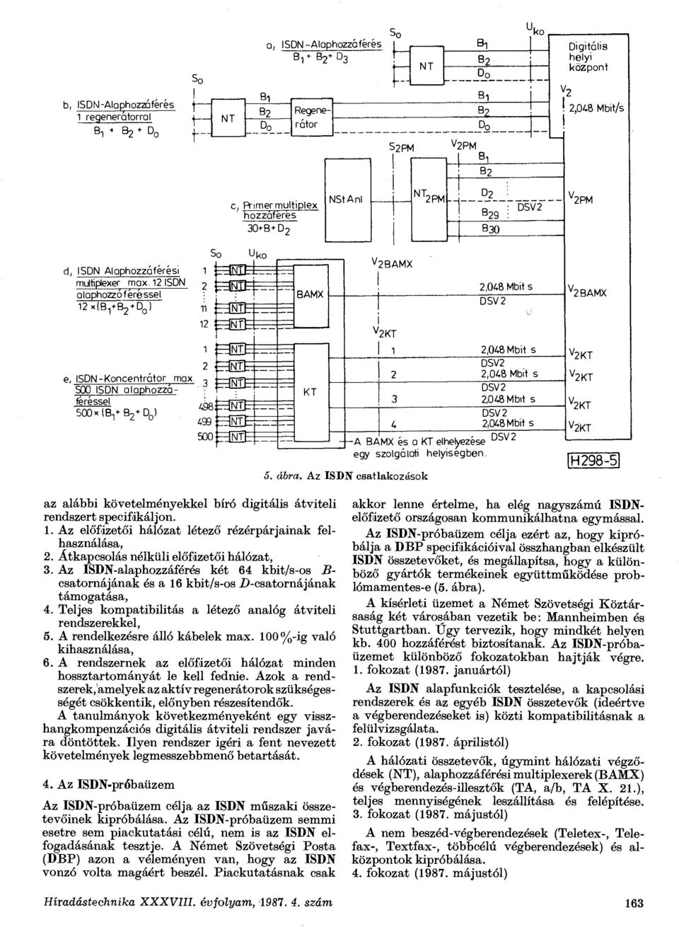 2 ISDN a laphozzo f ere ssel 2 x(b +B 2 + D 0) So Uuo fe^siet 2 p^sie^ 2BMX 2 BMX e, ISDN-Koncentrátor max SCO ISDN alaphozzóféréssel 500 XB.,* B^D^ " I 5. ábra.