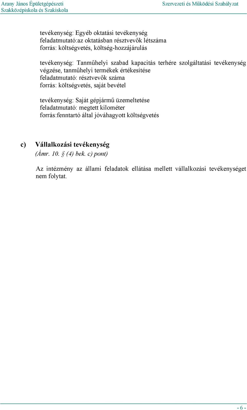 költségvetés, saját bevétel tevékenység: Saját gépjármű üzemeltetése feladatmutató: megtett kilométer forrás:fenntartó által jóváhagyott