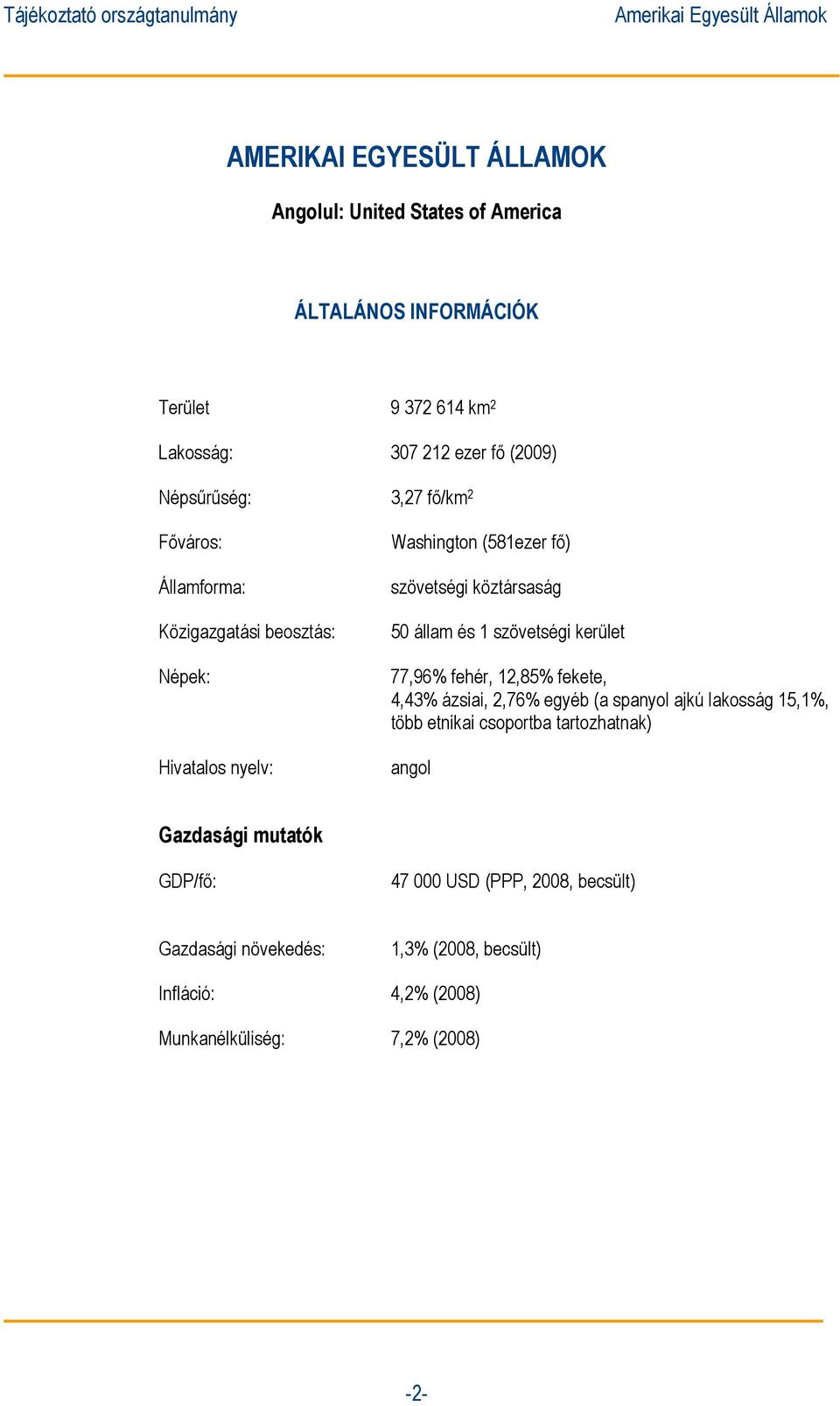 állam és 1 szövetségi kerület 77,96% fehér, 12,85% fekete, 4,43% ázsiai, 2,76% egyéb (a spanyol ajkú lakosság 15,1%, több etnikai csoportba