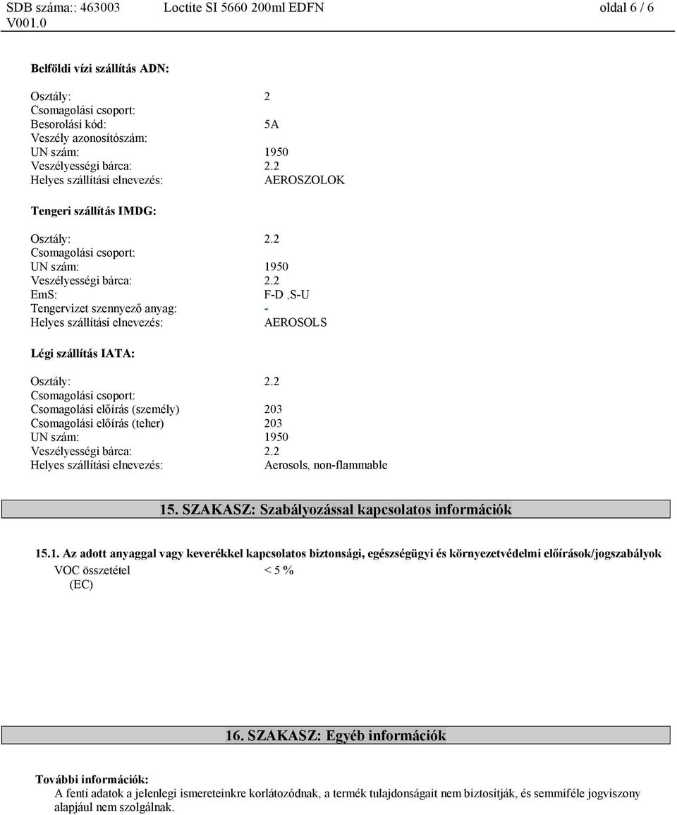 SZAKASZ: Szabályozással kapcsolatos információk 15