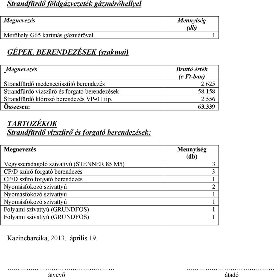 339 TARTOZÉKOK Strandfürdő vízszűrő és forgató berendezések: Vegyszeradagoló szivattyú (STENNER 85 M5) 3 CP/D szűrő forgató berendezés 3 CP/D szűrő forgató