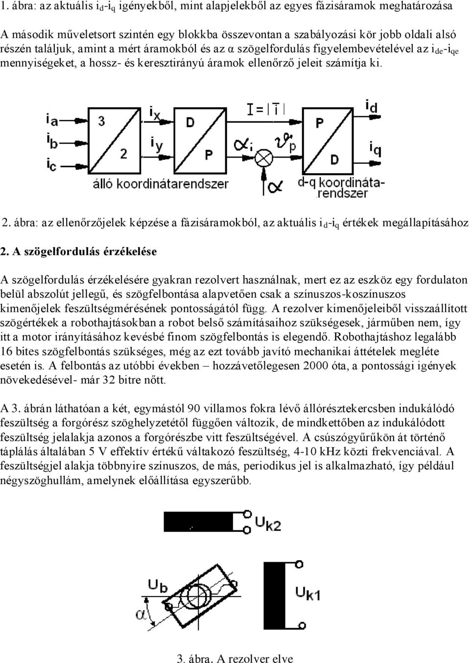 ábra: az ellenőrzőjelek képzése a fázisáramokból, az aktuális i d -i q értékek megállapításához 2.