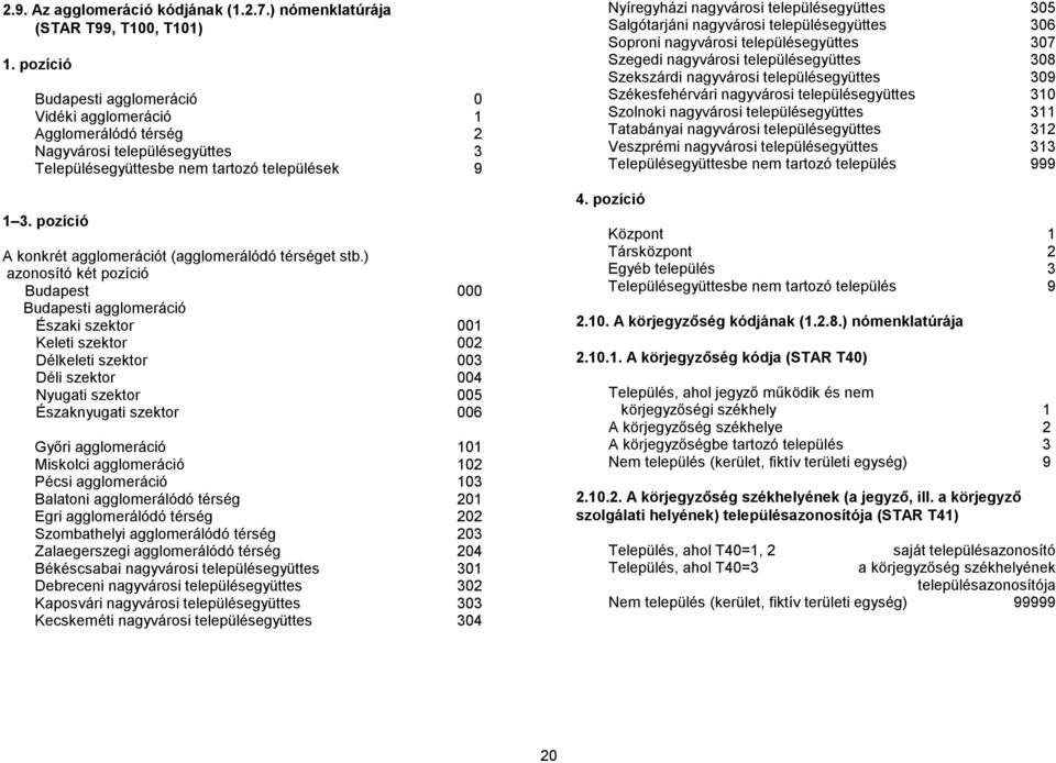 pozíció A konkrét agglomerációt (agglomerálódó térséget stb.