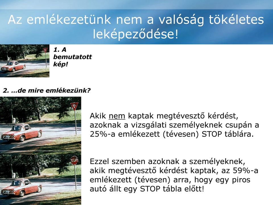 Akik nem kaptak megtévesztő kérdést, azoknak a vizsgálati személyeknek csupán a 25%-a