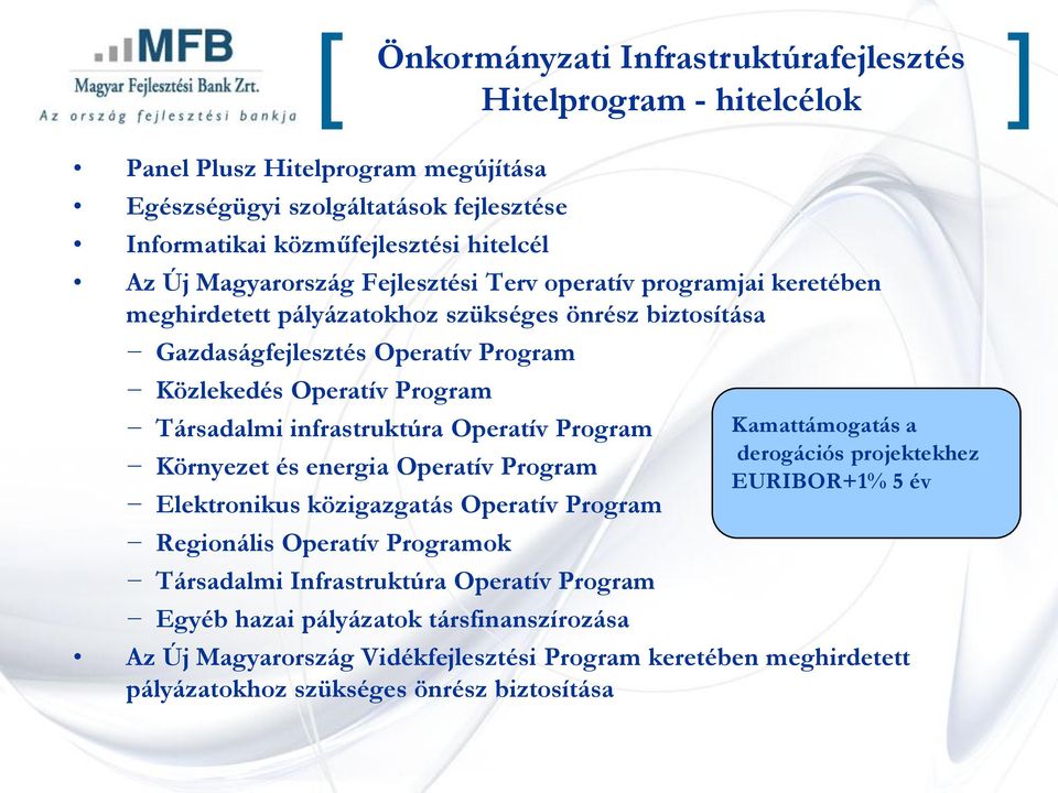 infrastruktúra Operatív Program Környezet és energia Operatív Program Elektronikus közigazgatás Operatív Program Regionális Operatív Programok Társadalmi Infrastruktúra Operatív Program Egyéb
