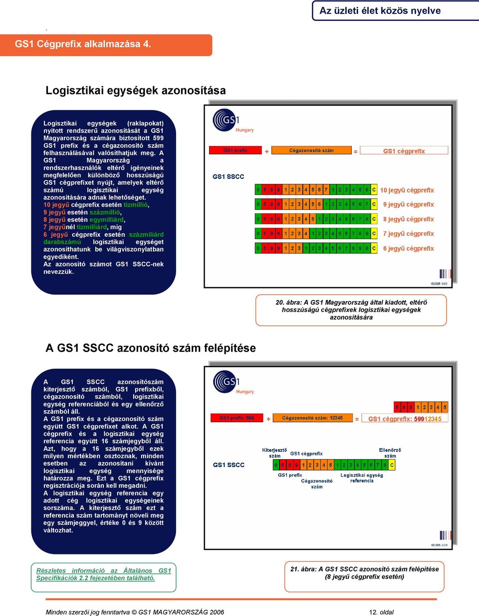 azonosítására adnak lehetőséget 10 jegyű cégprefix esetén tízmillió, 9 jegyű esetén százmillió, 8 jegyű esetén egymilliárd, 7 jegyűnél tízmilliárd, míg 6 jegyű cégprefix esetén százmiliárd darabszámú