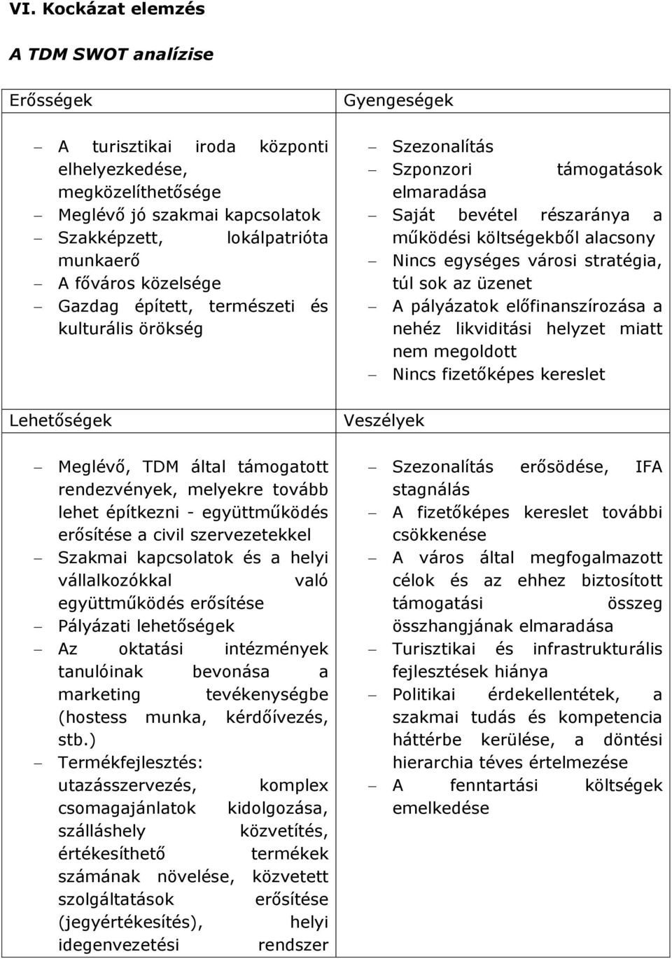 Szakmai kapcsolatok és a helyi vállalkozókkal való együttműködés erősítése Pályázati lehetőségek Az oktatási intézmények tanulóinak bevonása a marketing tevékenységbe (hostess munka, kérdőívezés, stb.