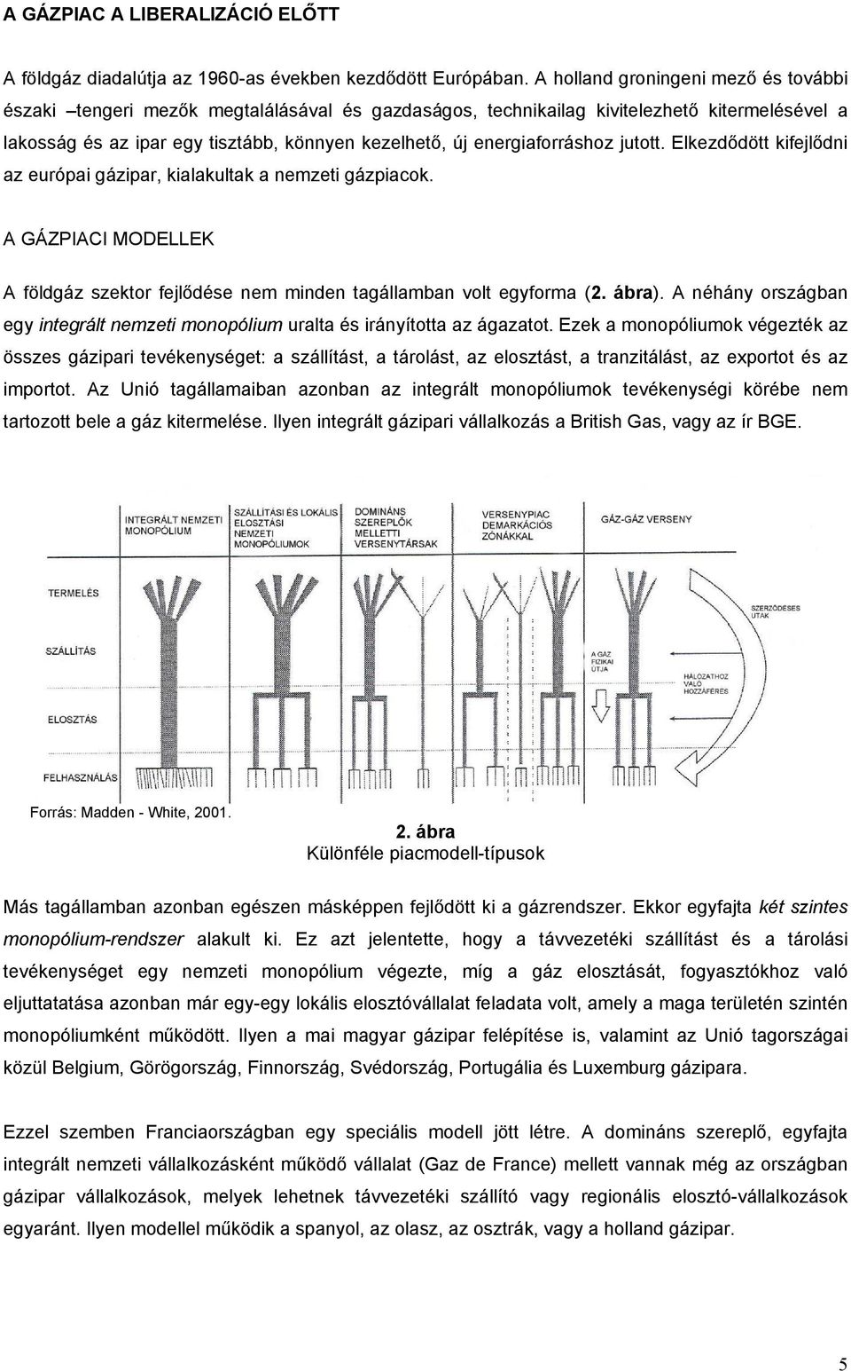 energiaforráshoz jutott. Elkezdődött kifejlődni az európai gázipar, kialakultak a nemzeti gázpiacok. A GÁZPIACI MODELLEK A földgáz szektor fejlődése nem minden tagállamban volt egyforma (2. ábra).