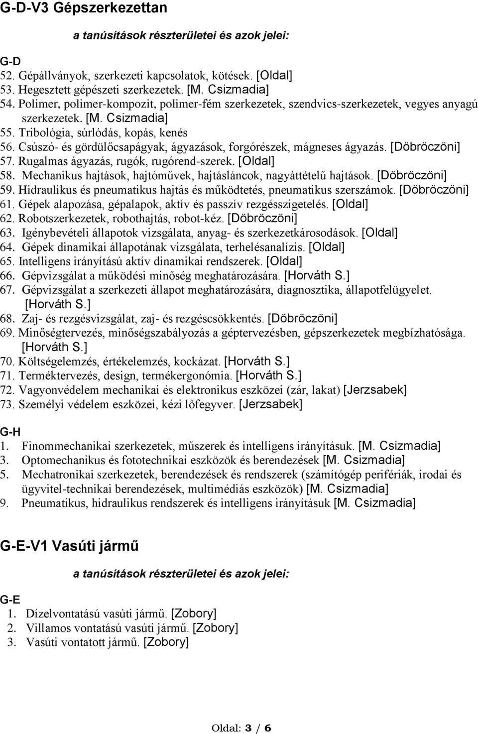 Csúszó- és gördülőcsapágyak, ágyazások, forgórészek, mágneses ágyazás. [Döbröczöni] 57. Rugalmas ágyazás, rugók, rugórend-szerek. [Oldal] 58.