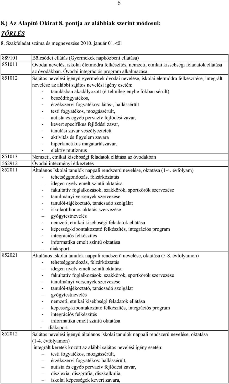 Óvodai integrációs program alkalmazása.