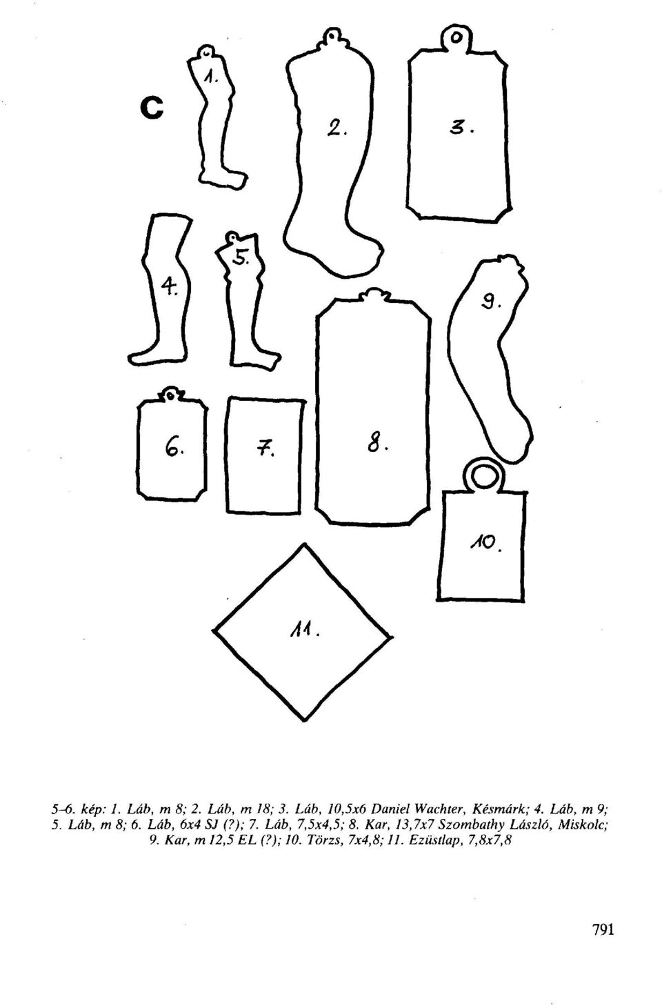 Láb, m 8; 6. Láb, 6x4 SJ (?); 7. Láb, 7,5x4,5; 8.