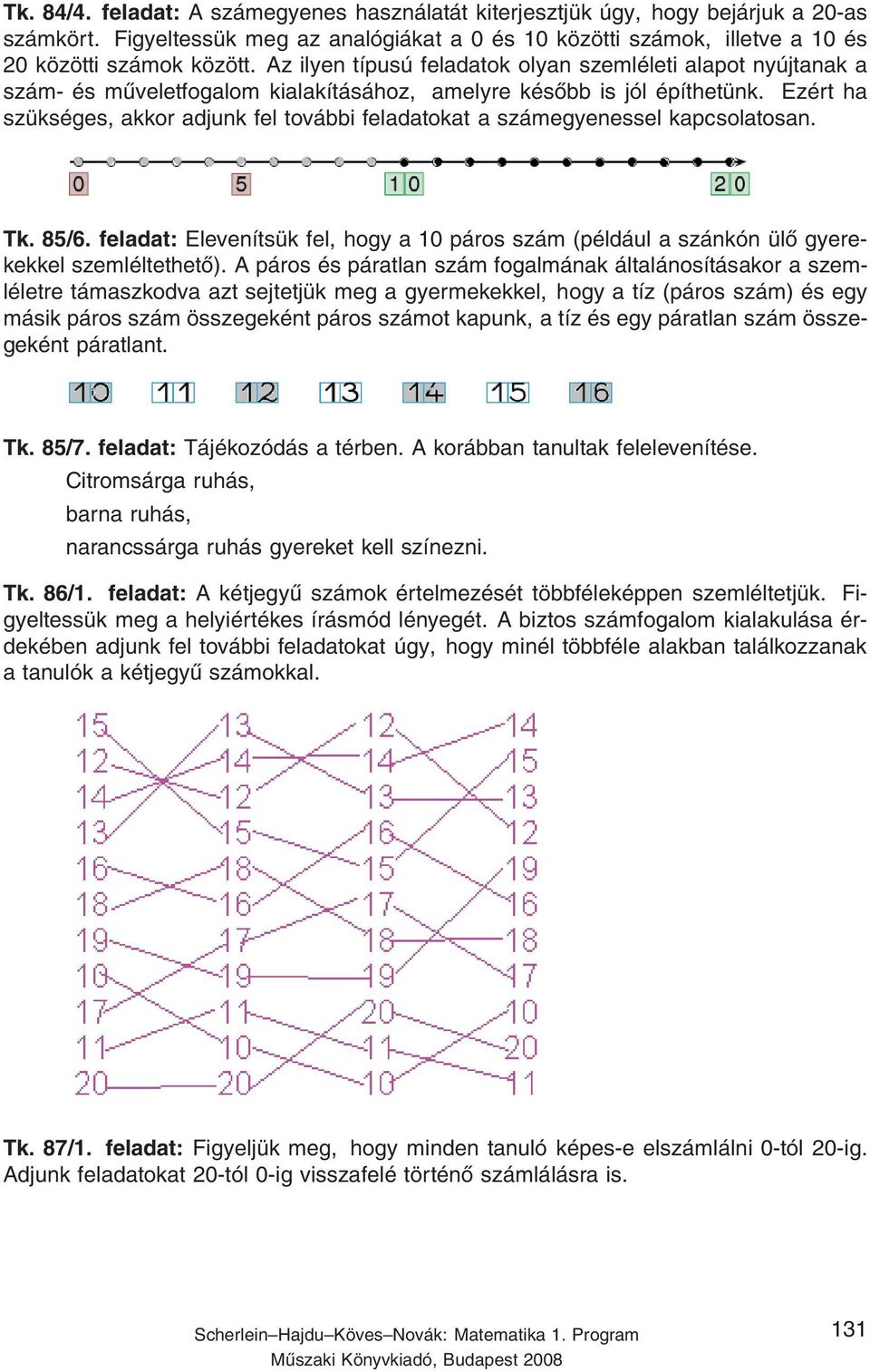 Ezért ha szükséges, akkor adjunk fel további feladatokat a számegyenessel kapcsolatosan. Tk. 85/6. feladat: Elevenítsük fel, hogy a 0 páros szám (például a szánkón ülő gyerekekkel szemléltethető).